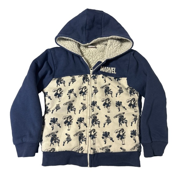 Marvel Other - Marvel Kids Jacket Sz 7 - Blue  Super Heroes Cozy Fleece Hoodie! Comic Hero's!